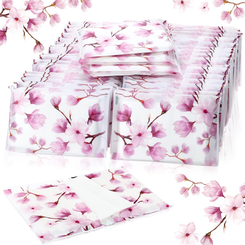 Geyee 50 Packs Facial Tissue Travel Packs Disposable Pocket Tissues for Wedding Guest Travel School Purse Home Supplies 500 Sheets 3 PlyPink Magnolia